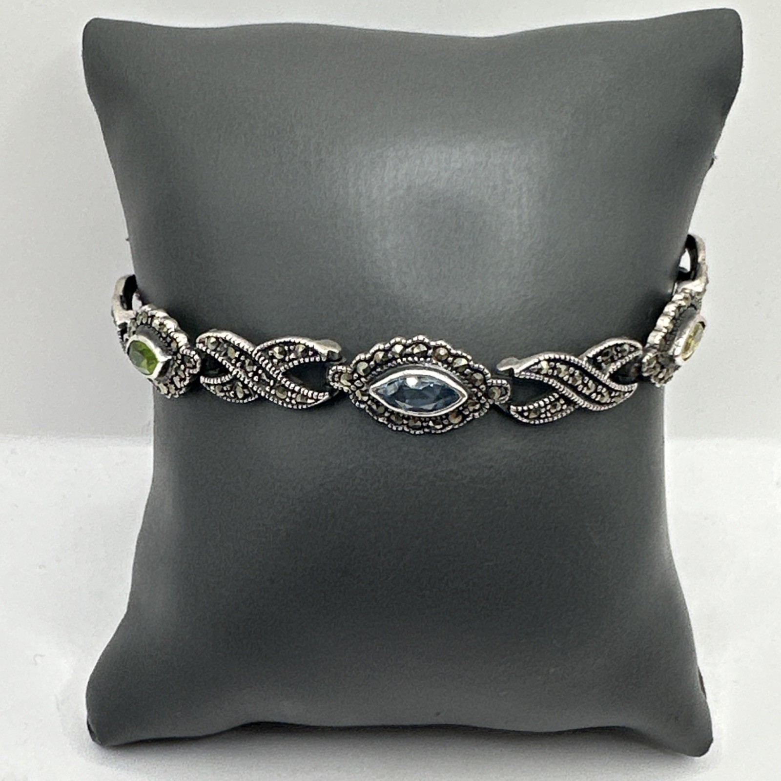 Marquise Cut Assorted Gem Set X Pattern Sterling … - image 2