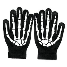Halloween Skeleton Gloves,Full Finger Skeleton Pattern Gloves Cosplay Thickened