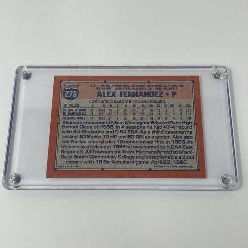 1991 Topps Desert Shield Alex Fernandez #278 - Chicago White Sox Plastic Case - Picture 6 of 6