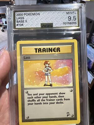 Vintage 2000 Pokemon Base Set 2 Lass Trainer 104/130 Rare Graded AGS 9.5  MINT+ | eBay