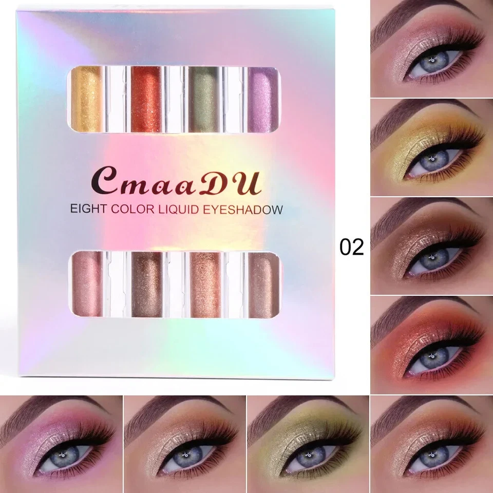 4Pcs/Set 2 in 1 Pearl Glitter Liquid Eyeshadow Magic Shiny High Glow Eye Shadow - Image 3 of 4