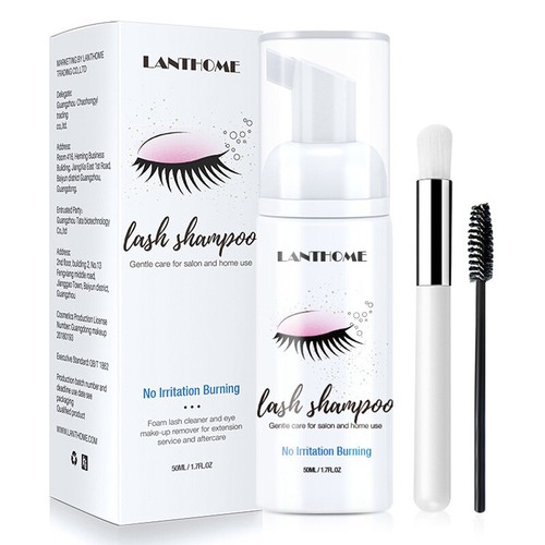 50ML Wimpernverlängerung Shampoo Wimpern+ Pinsel Set Augenlid-Reiniger schäumend - Bild 10 von 10
