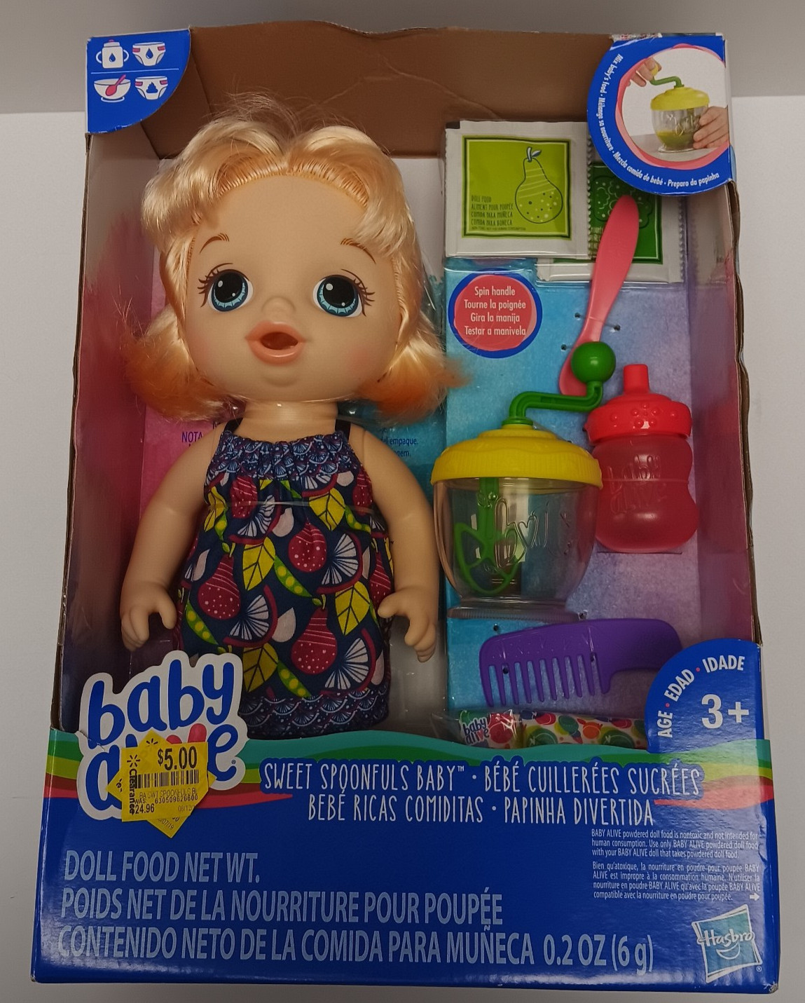 Baby Alive Sweet Spoonfuls Baby Doll Girl Blonde Hair w/ Accessories  NEW