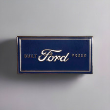 Ford Pin ”Built Ford Proud” Hat Lapel Enamel Metal Blue Silver White Double Post