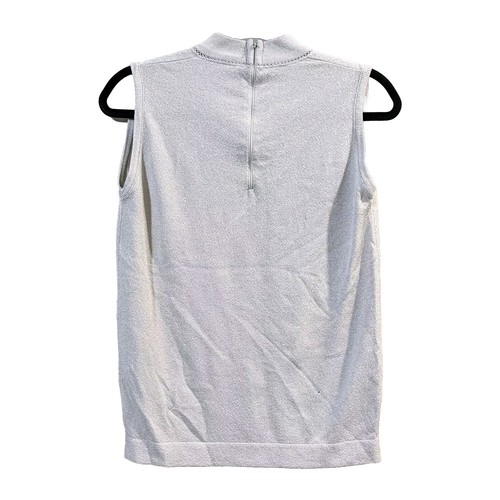 Vintage Designers Originals Silver Sleeveless Ribbed High Neck Top Womens Small - Picture 2 of 5