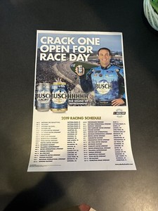 2018 Busch Beer "Crack 1 Open 4 Race Day" Poster Racing Schedule Kevin Harvick