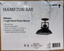 Hampton Bay Wilhelm 12 in. 1-Light Bronze Semi-Flush Mount New