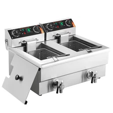22L Electric Deep Fryer Dual Tank Commercial Fryer Restaurant XL w/ 2 Basket