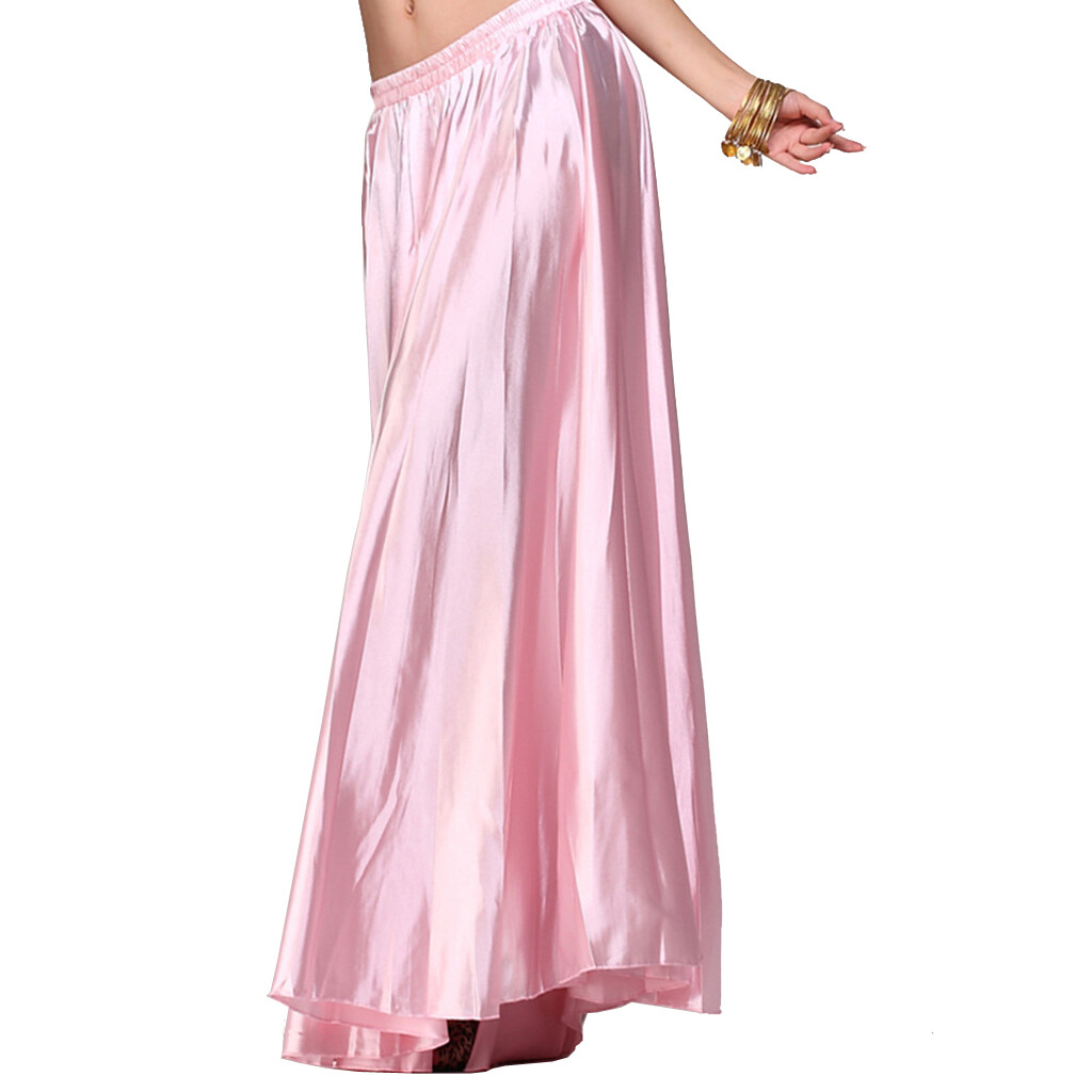 Ballet Skirt Long Satin Full Circle Ankle Length Swing Belly Dance