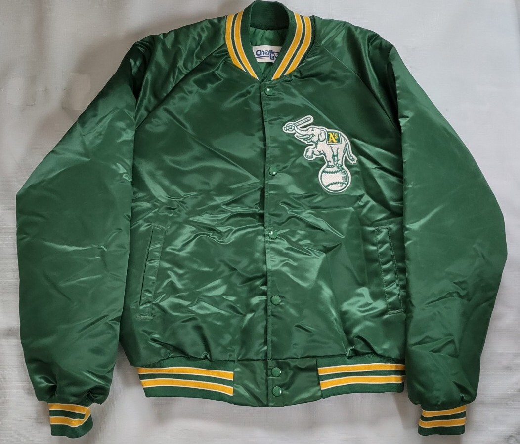 USA製 MLB オークランド　アスレチックス　chalk line スタジャン VINTAGE MADE IN USA!! CHALK LINE OAKLAND ATHLETICS SATIN JACKET
