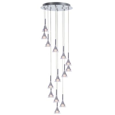 Visconte Gem Decken Pendelleuchte Cluster konische Glasschirme LED 14 Leuchten - Chrom 