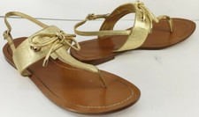 Kate Spade New York Gold Slingback w Crossover & Bow Flat Toe-Post Sandal Sz 10M