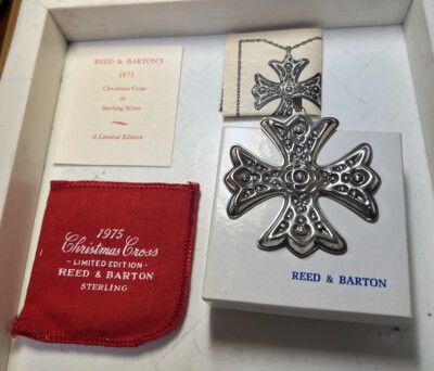 21G 925 Sterling Silver 1975 Reed & Barton Christmas Cross Pendant Box Papers