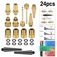 24Pcs Bike Ball Inflator Nozzle Adapter Air Pump Valve Needle SV, AV, DV Kit KF