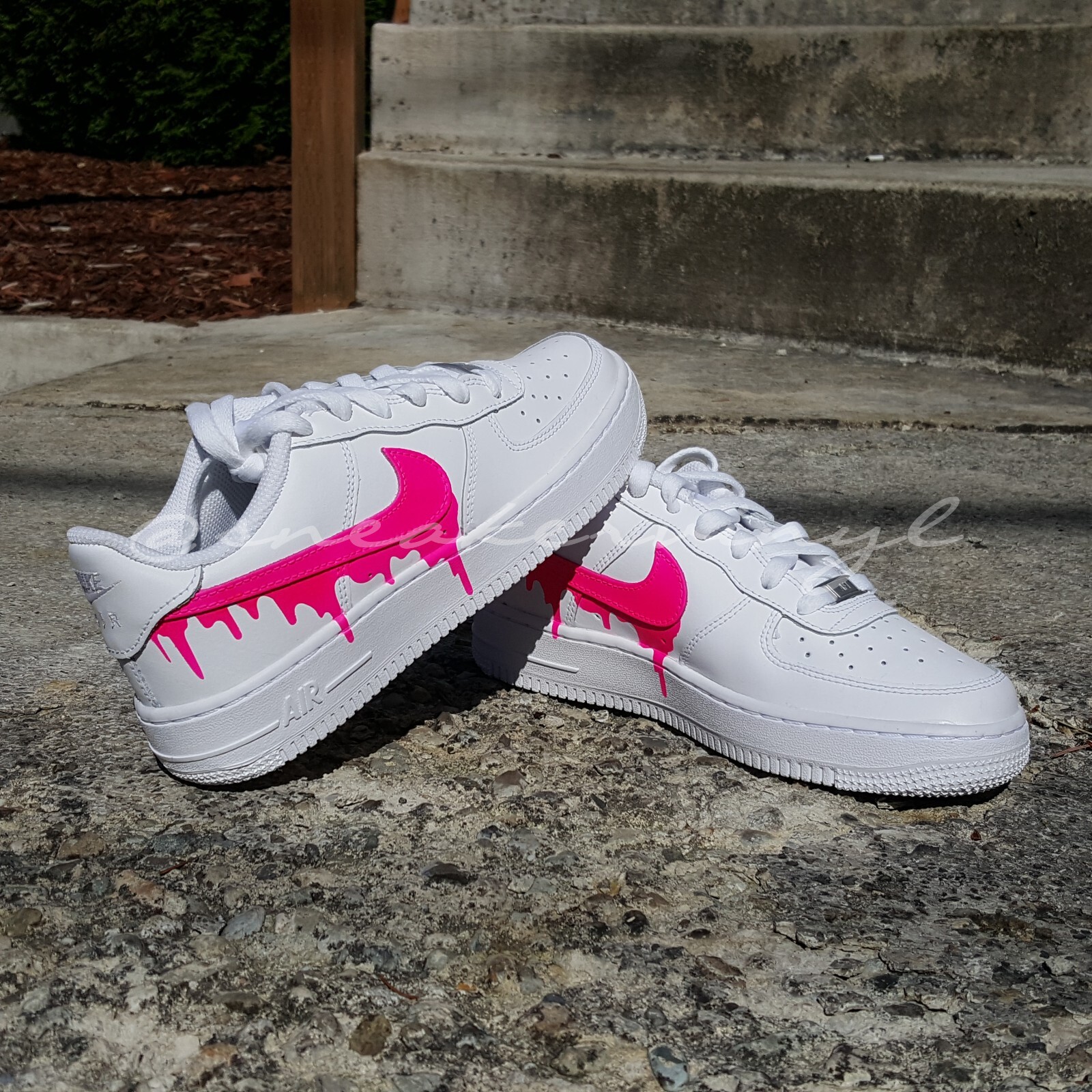 Air Force 1 Low Top Custom PINK Drip Custom NWT Kids image 5