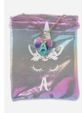 NEW JUSTICE GIRLS UNICORN INITIAL "J" NECKLACE WITH POUCH