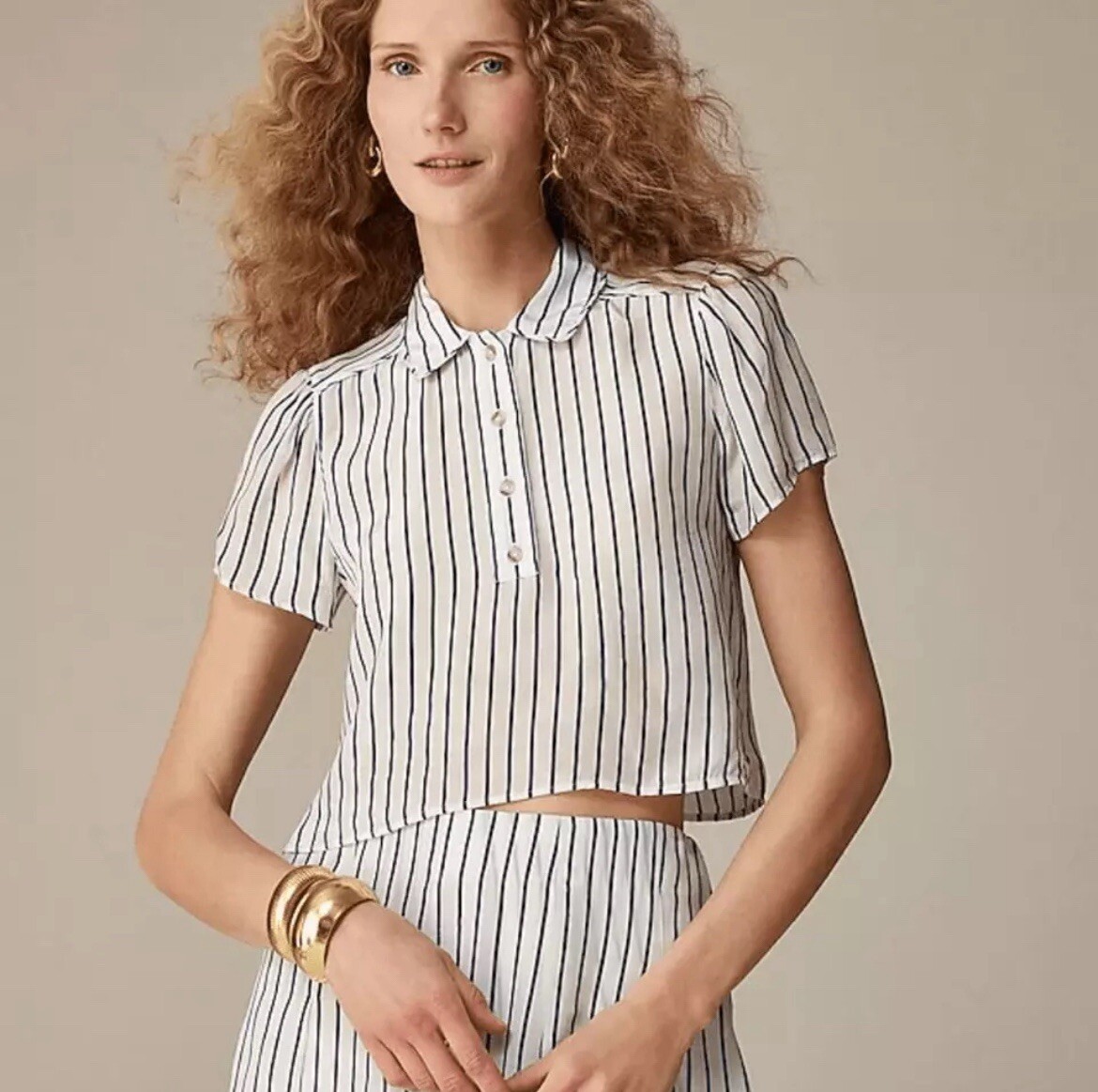 J.Crew New Sheer popover top in crepe de chine Womens Size 0 white /Blue
