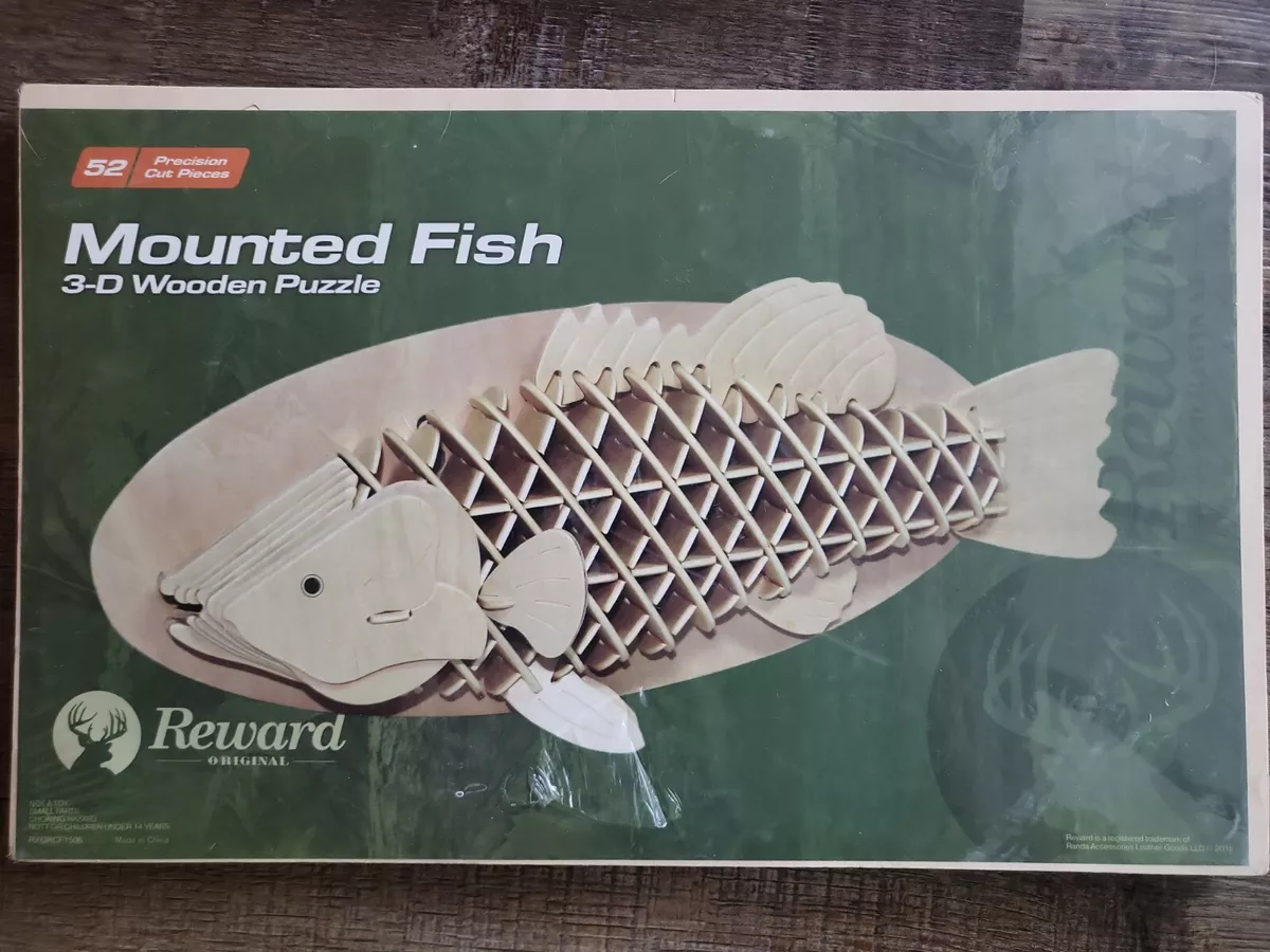 Reward Original MOUNTED FISH 3-D Wooden Puzzle (52 Precision Cut Pieces)  Sealed