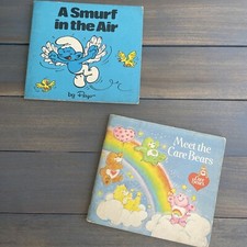 Two Vintage 1980s Classic TV Cartoon Books - Care Bears  Smurfs ST 