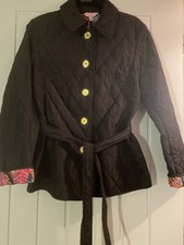 Lilly Pulitzer Quilted Coat Button Front Jacket Black Medium