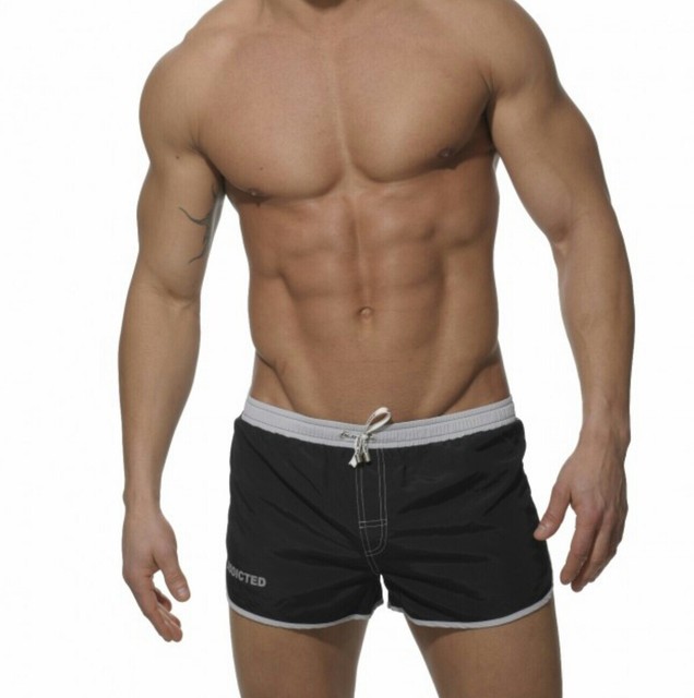 Addicted Men's NWT Short Swim Trunks Black/ Silver Small ADS03 100
