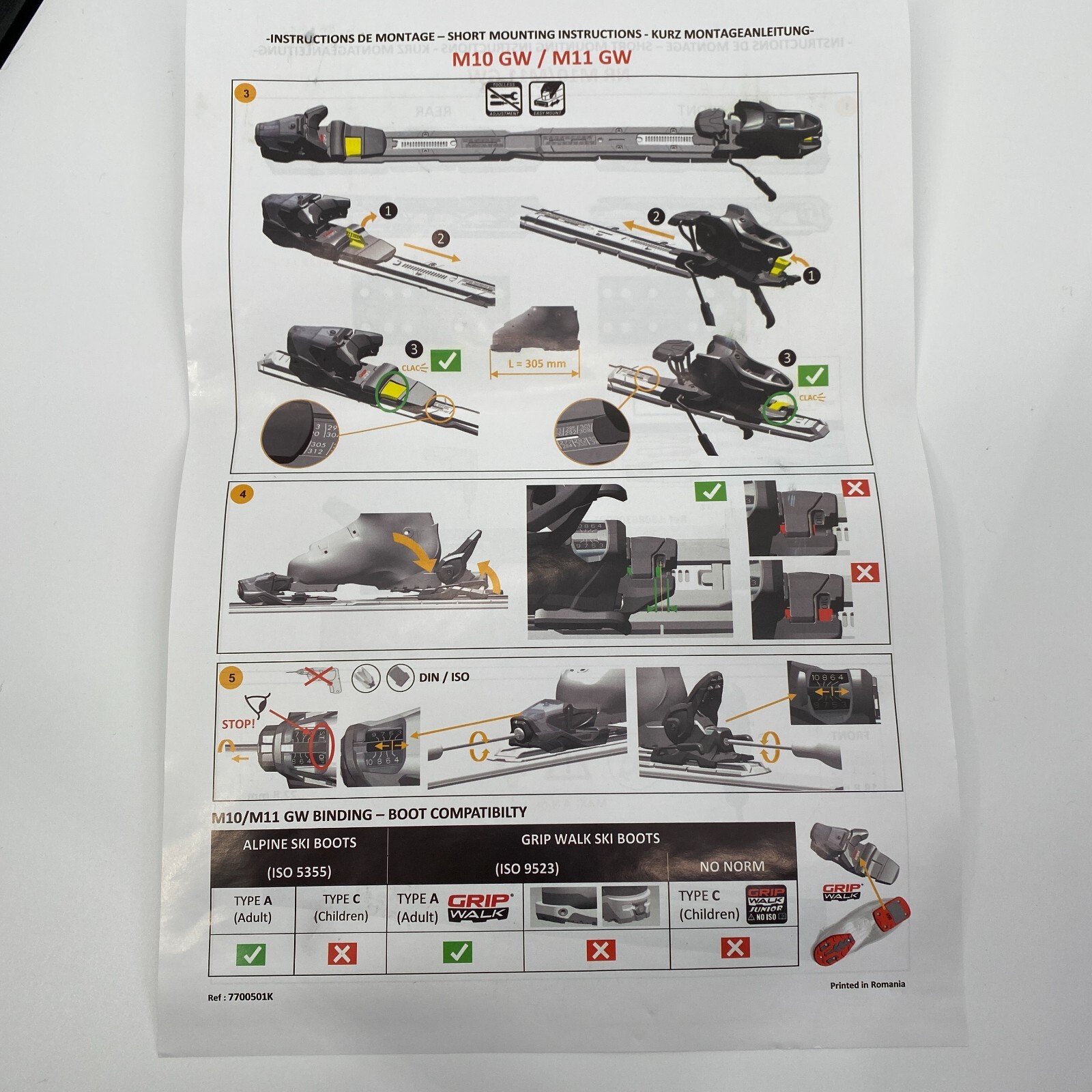 Atomic Alpine Ski Boot Bindings Type A ISO 5355 ISO 9523 10 GW L80