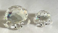 Two x Glass Crystal Sparkling Animals Tortoises Large and Small
