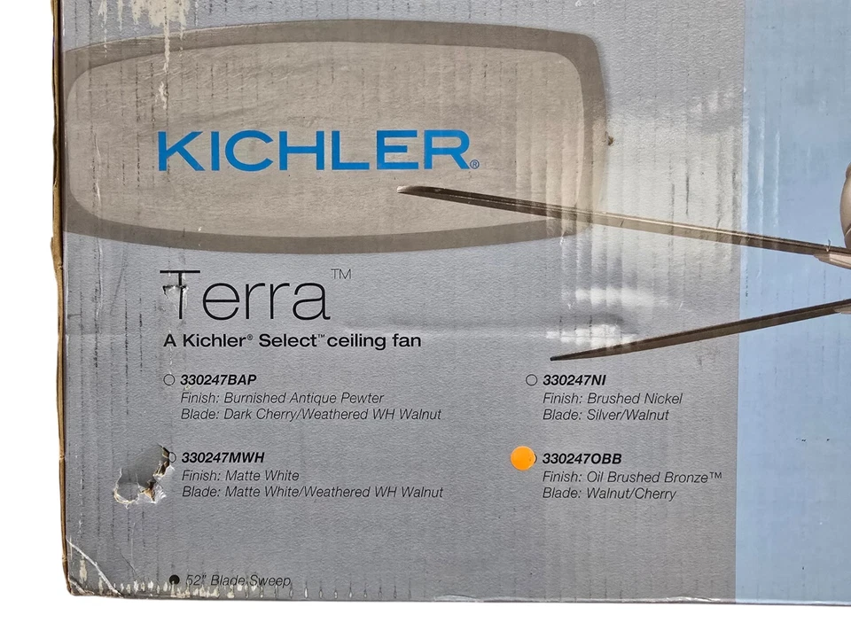 KICHLER Terra 52" Indoor Oil Brushed Bronze Downrod Mount Ceiling Fan - Image 2 of 4