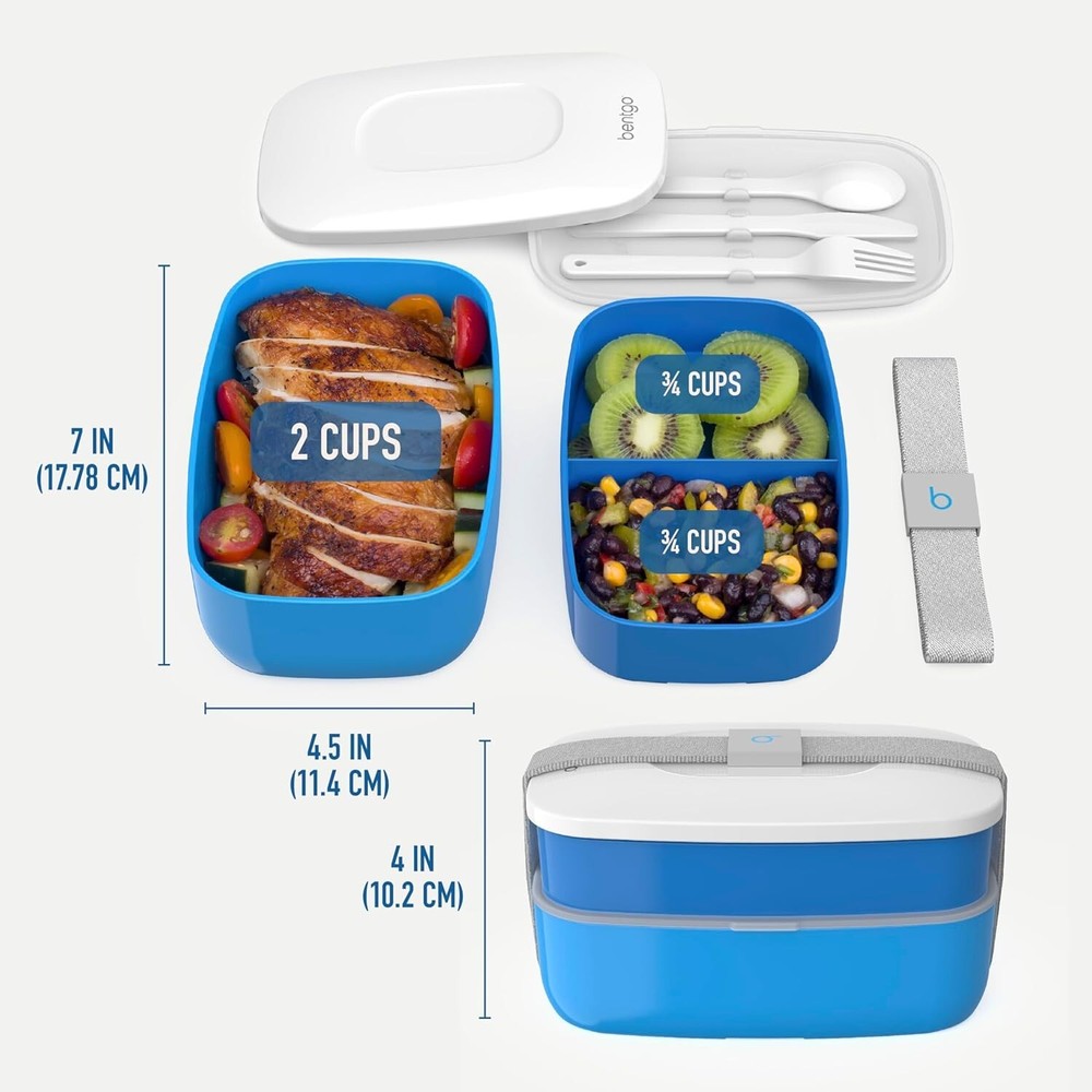BPA-Free 3-Compartment Plastic Bento Lunch Box for Adults Meal Prep