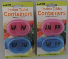 4pk AM PM Pocket Pill Tablet Medication Containers DAILY Organize Vitamin Travel