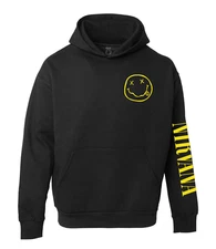 NIRVANA HEAVY WEIGHT NO DRAWSTRING  PULLOVER HOODIE BLACK