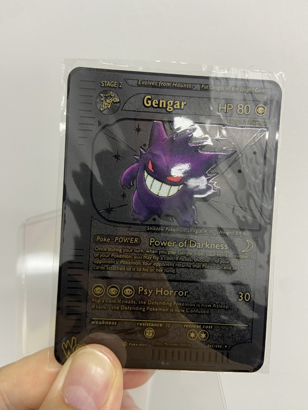 Gengar Gold Metal Pokémon Card 80 HP Collectible Gift Display Hot