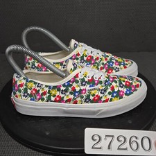 Vans Authentic Shoes Girls Sz 3 White Floral Print Low Top Canvas Sneakers