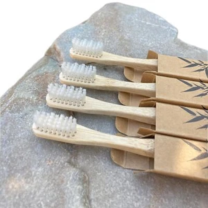 Natural Bristle Toothbrush 4-Pack Ultra Soft Castor Bean Bristles 100% Biodeg... - Picture 1 of 7