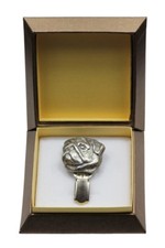 Pug - Silver-plated Clip with the Image of a Dog, Box, Art Dog DE
