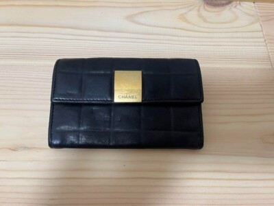CHANEL Mini Wallet Chocolate Bar Compact Wallet Purse Black