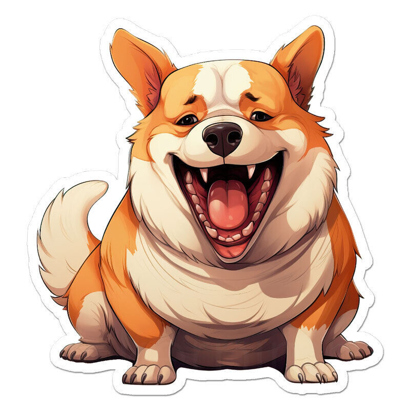 Fat Cartoon Corgi Sticker Decal