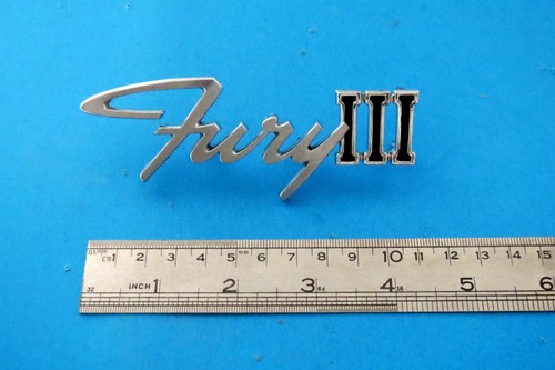 1966 Plymouth Fury III - 3 trunk emblem / nameplate. Original Mopar 2574570 NOS. - Picture 2 of 4