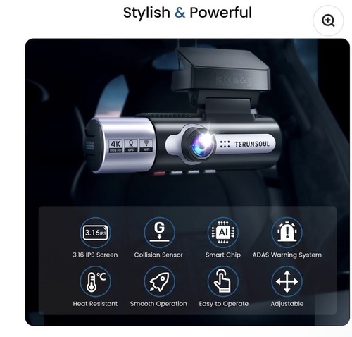 TERUNSOUl 4K Dash Cam Front and Rear, Full HD 3 Channel Dashcam 128GB SD FW983A - Afbeelding 3 van 17