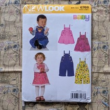 New Look Sewing Pattern 6253, Baby Dungarees, Romper or Dress, Sz NB-L
