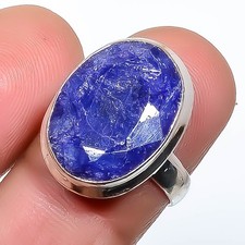Sapphire Gemstone Band Ring Size 925 Sterling Silver