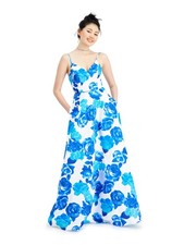 CITY STUDIO Womens Blue Satin Up At Back Formal Dress 7