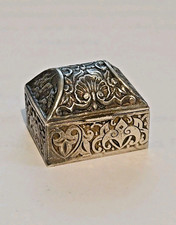 Antique Miniature Repoussé Domed Hinged Box Casket Sterling Silver