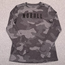NoBull Camo Long Sleeve Shirt Mens Medium Crewneck Stretch Performance Gym USA