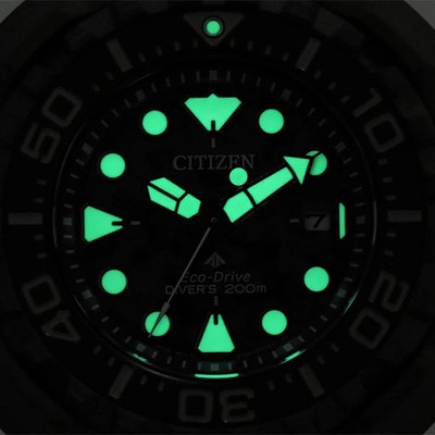 Citizen BN0228-06W Orologio Subacqueo Uomo Eco-Drive - Titano Verde Con Cinturino In Gomma - 20 Bar - 3