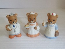 Homco Bears Doctor, Enfermera, Cruz Roja Enfermera 3 Profesiones 2 1/2" Alto