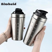 1pcs Stainless Steel Protein Shaker Bottle with Mixing Ball, Scale  Leak-Proof