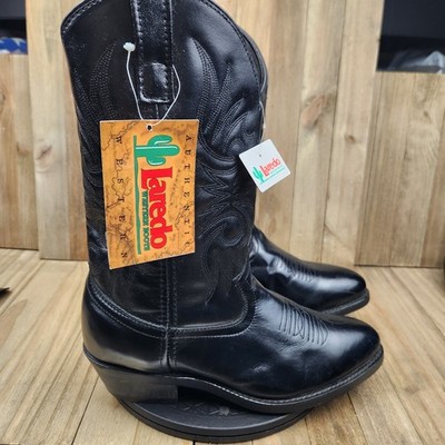 Laredo Lea Vamp Fox Western Boots Mens Size 9 EW Wide 4240 Cowboy Black Leather