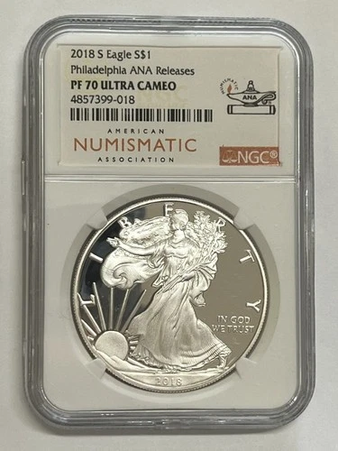 2018 $1 Dollar 1 Ounce 999 Silver Eagle Coin NGC PF 70 ULTRA CAMEO ANA Release