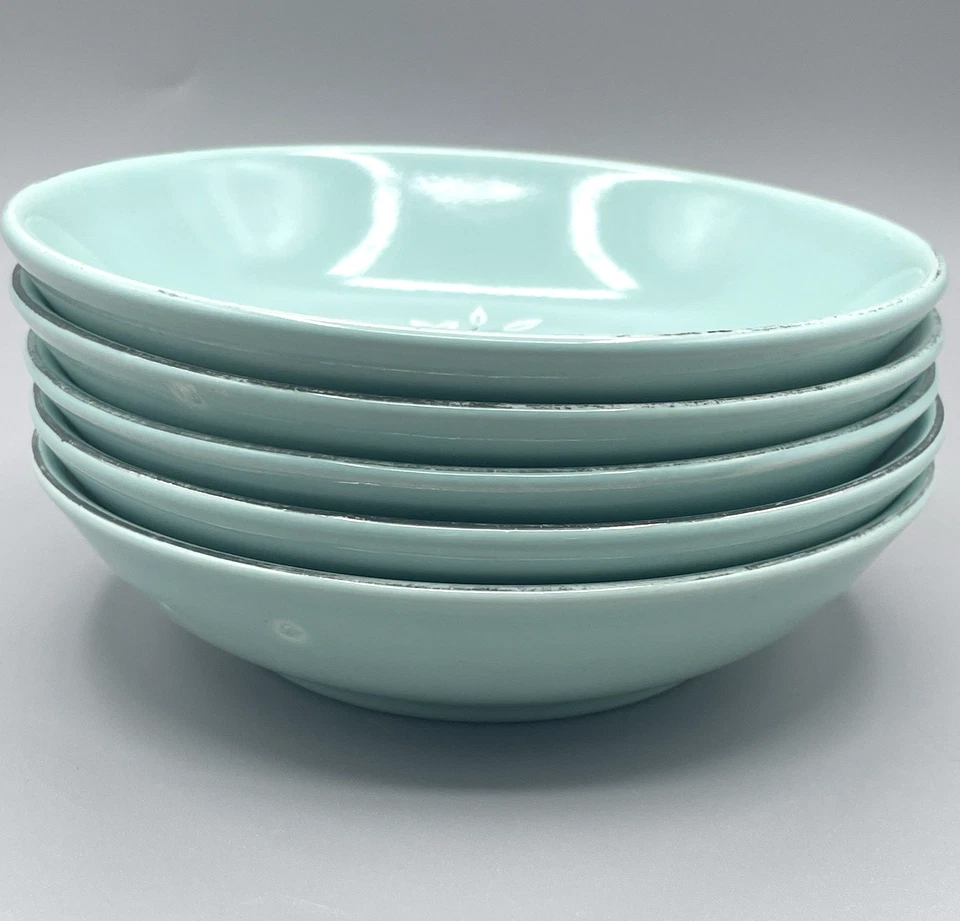 WS George GEO54 Cuencos de Frutas/Postre - Juego de 5 - Aqua Floral Atomic Años 50 EE. UU. Foto 3 de 4